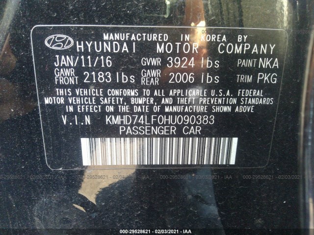 Photo 8 VIN: KMHD74LF0HU090383 - HYUNDAI ELANTRA 