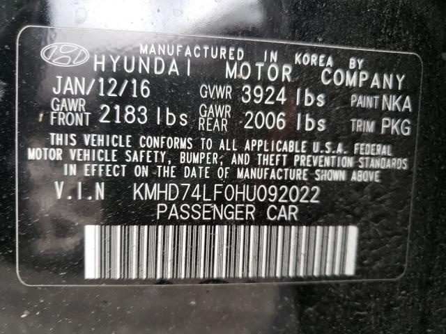 Photo 9 VIN: KMHD74LF0HU092022 - HYUNDAI ELANTRA SE 