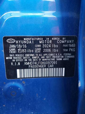 Photo 11 VIN: KMHD74LF0HU097091 - HYUNDAI ELANTRA 