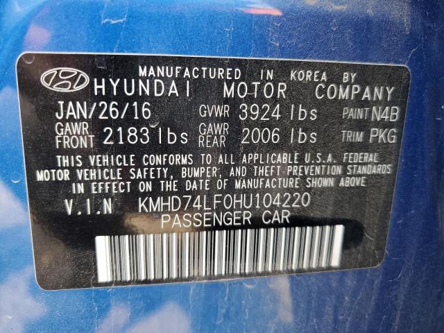 Photo 12 VIN: KMHD74LF0HU104220 - HYUNDAI ELANTRA 