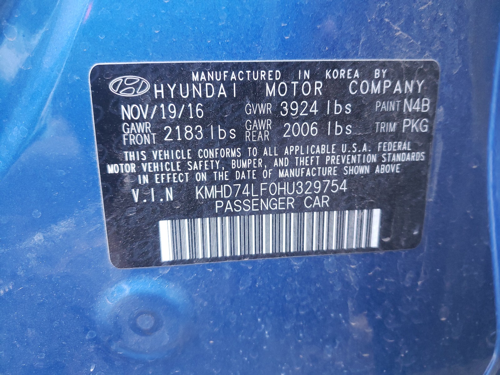 Photo 9 VIN: KMHD74LF0HU329754 - HYUNDAI ELANTRA SE 