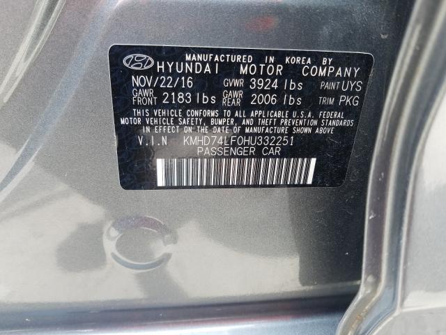 Photo 9 VIN: KMHD74LF0HU332251 - HYUNDAI ELANTRA SE 