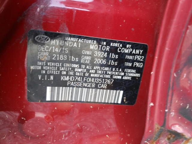 Photo 9 VIN: KMHD74LF0HU351267 - HYUNDAI ELANTRA 