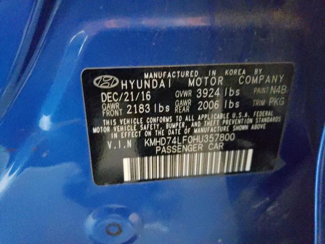 Photo 12 VIN: KMHD74LF0HU357800 - HYUNDAI ELANTRA SE 