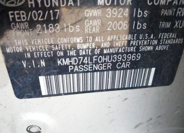 Photo 8 VIN: KMHD74LF0HU393969 - HYUNDAI ELANTRA 