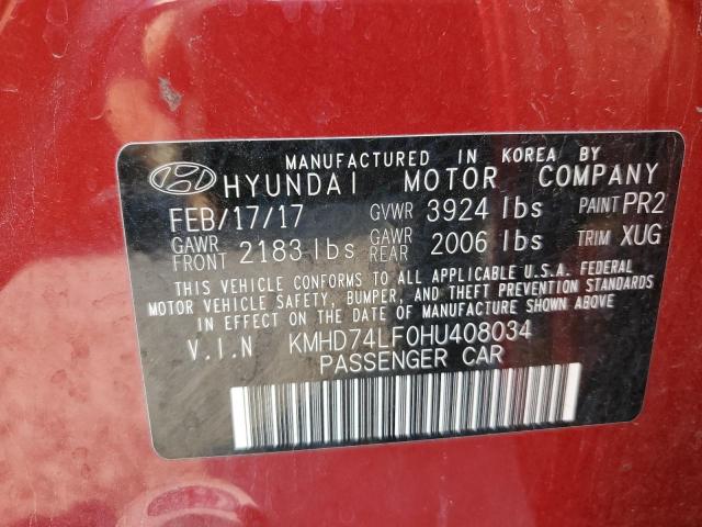 Photo 11 VIN: KMHD74LF0HU408034 - HYUNDAI ELANTRA SE 