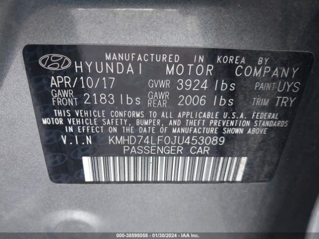 Photo 8 VIN: KMHD74LF0JU453089 - HYUNDAI ELANTRA 