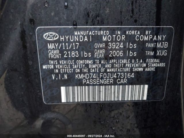 Photo 8 VIN: KMHD74LF0JU473164 - HYUNDAI ELANTRA 