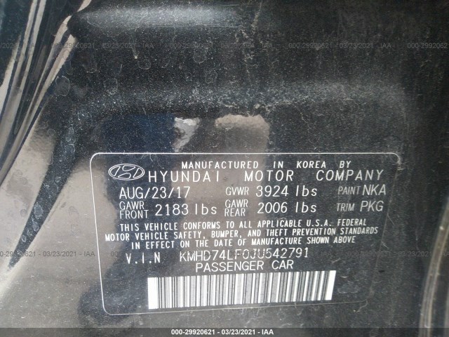 Photo 8 VIN: KMHD74LF0JU542791 - HYUNDAI ELANTRA 