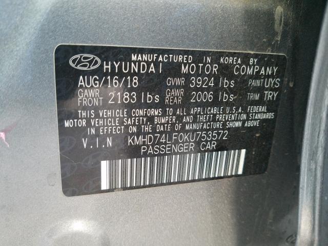 Photo 9 VIN: KMHD74LF0KU753572 - HYUNDAI ELANTRA SE 