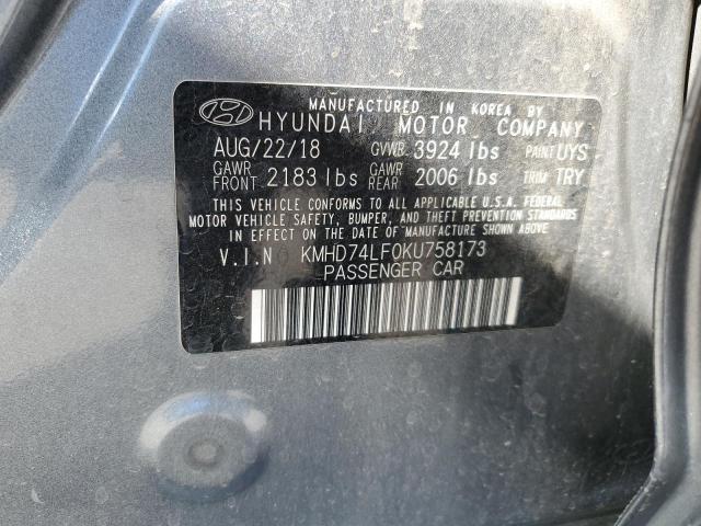 Photo 11 VIN: KMHD74LF0KU758173 - HYUNDAI ELANTRA SE 