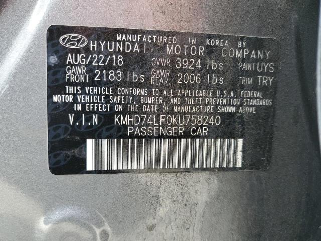 Photo 11 VIN: KMHD74LF0KU758240 - HYUNDAI ELANTRA 