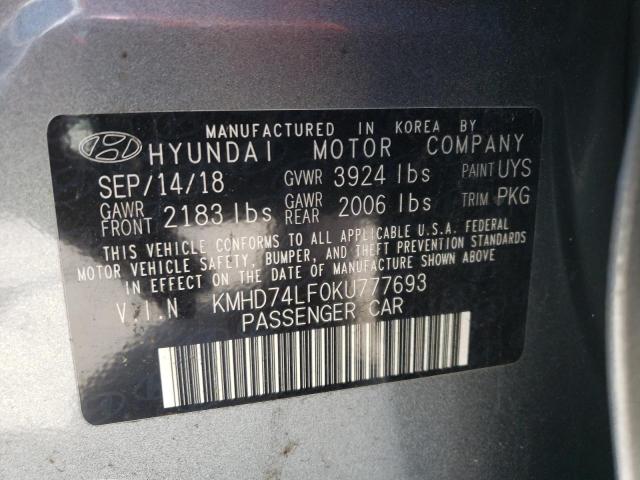 Photo 11 VIN: KMHD74LF0KU777693 - HYUNDAI ELANTRA SE 