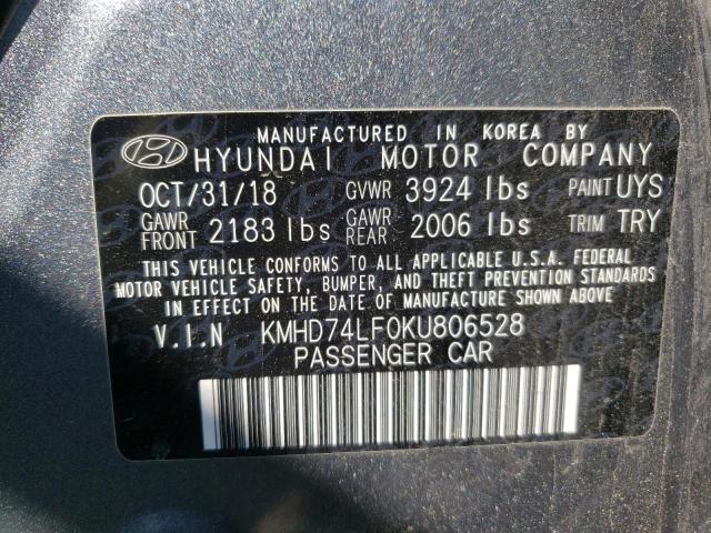 Photo 9 VIN: KMHD74LF0KU806528 - HYUNDAI ELANTRA SE 