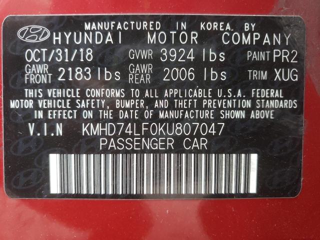 Photo 9 VIN: KMHD74LF0KU807047 - HYUNDAI ELANTRA SE 