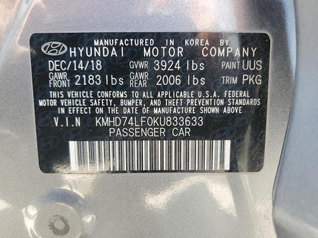 Photo 12 VIN: KMHD74LF0KU833633 - HYUNDAI ELANTRA SE 