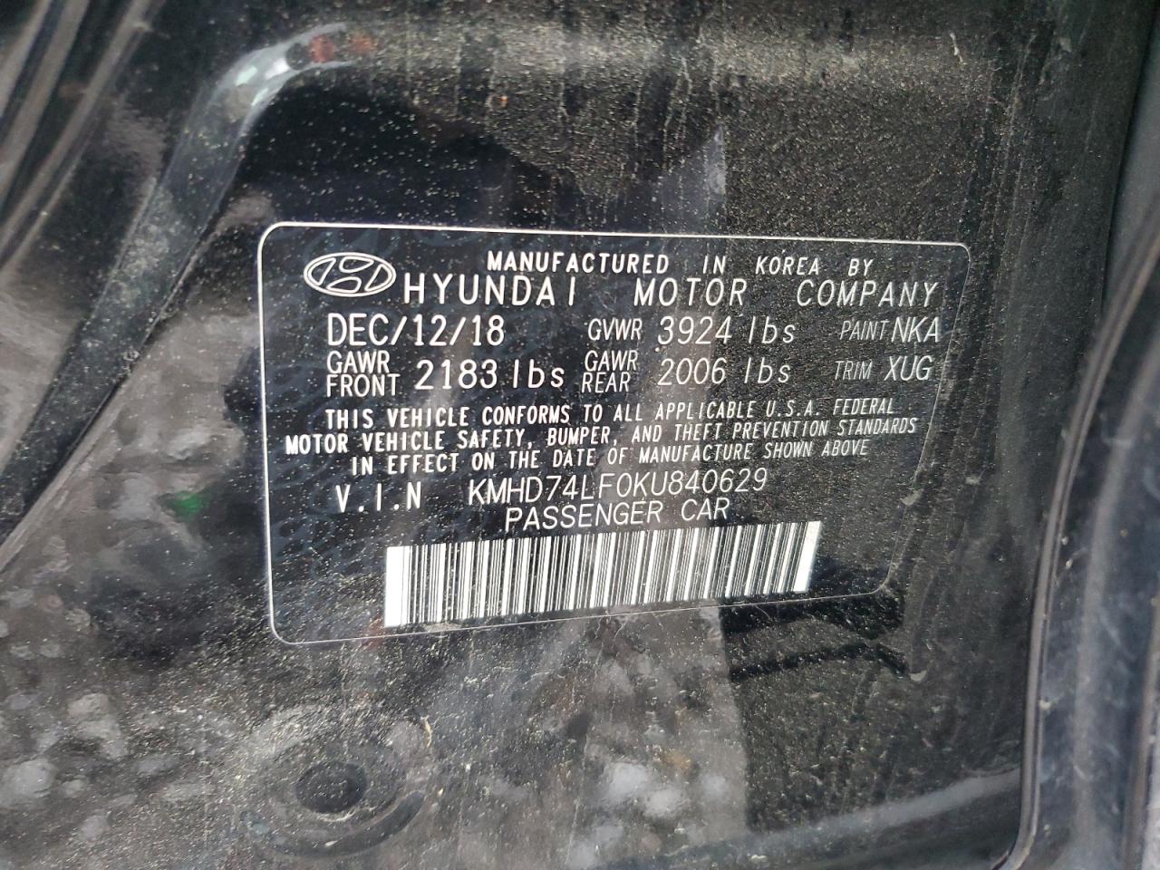 Photo 11 VIN: KMHD74LF0KU840629 - HYUNDAI ELANTRA 