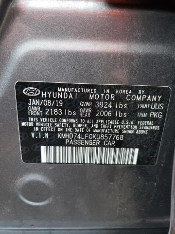 Photo 11 VIN: KMHD74LF0KU857768 - HYUNDAI ELANTRA SE 