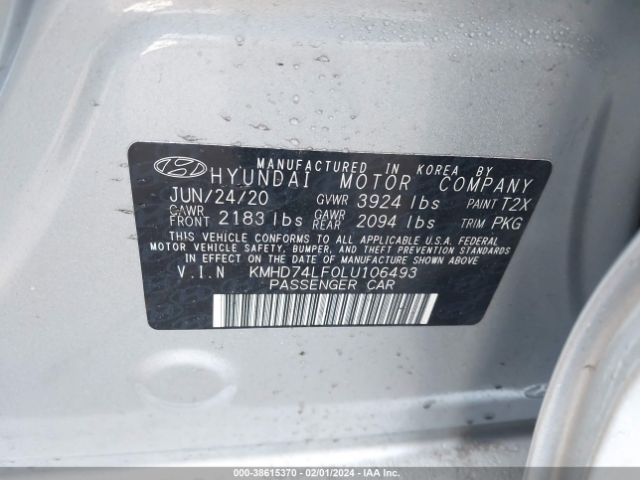 Photo 8 VIN: KMHD74LF0LU106493 - HYUNDAI ELANTRA 