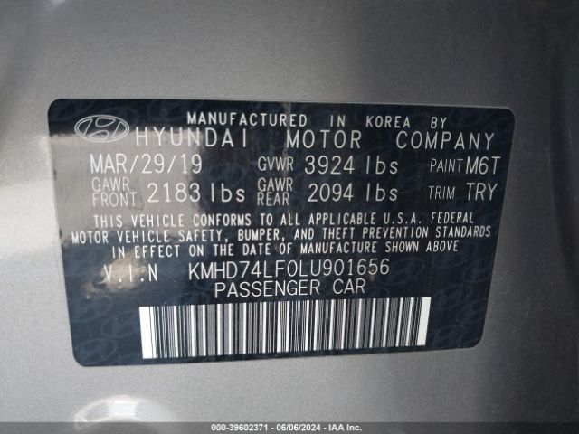 Photo 8 VIN: KMHD74LF0LU901656 - HYUNDAI ELANTRA 