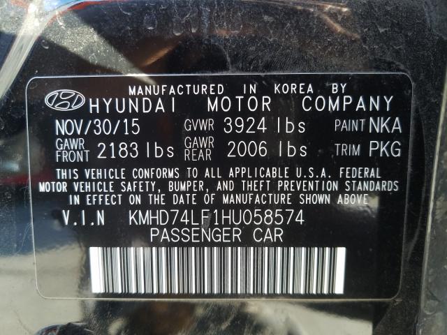 Photo 9 VIN: KMHD74LF1HU058574 - HYUNDAI ELANTRA SE 