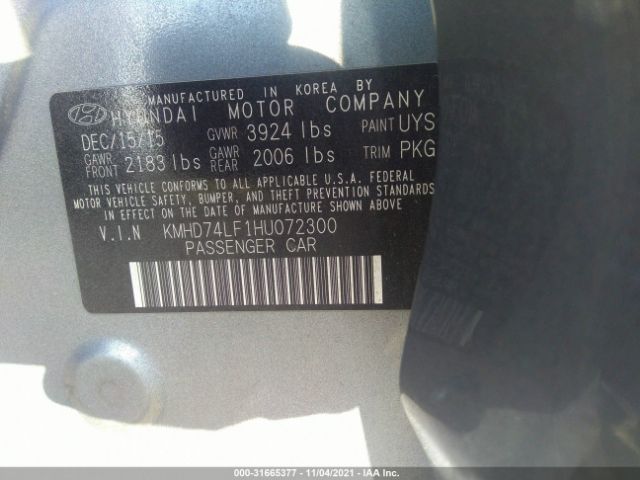 Photo 8 VIN: KMHD74LF1HU072300 - HYUNDAI ELANTRA 