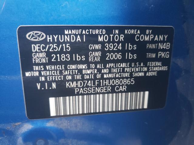 Photo 9 VIN: KMHD74LF1HU080865 - HYUNDAI ELANTRA SE 