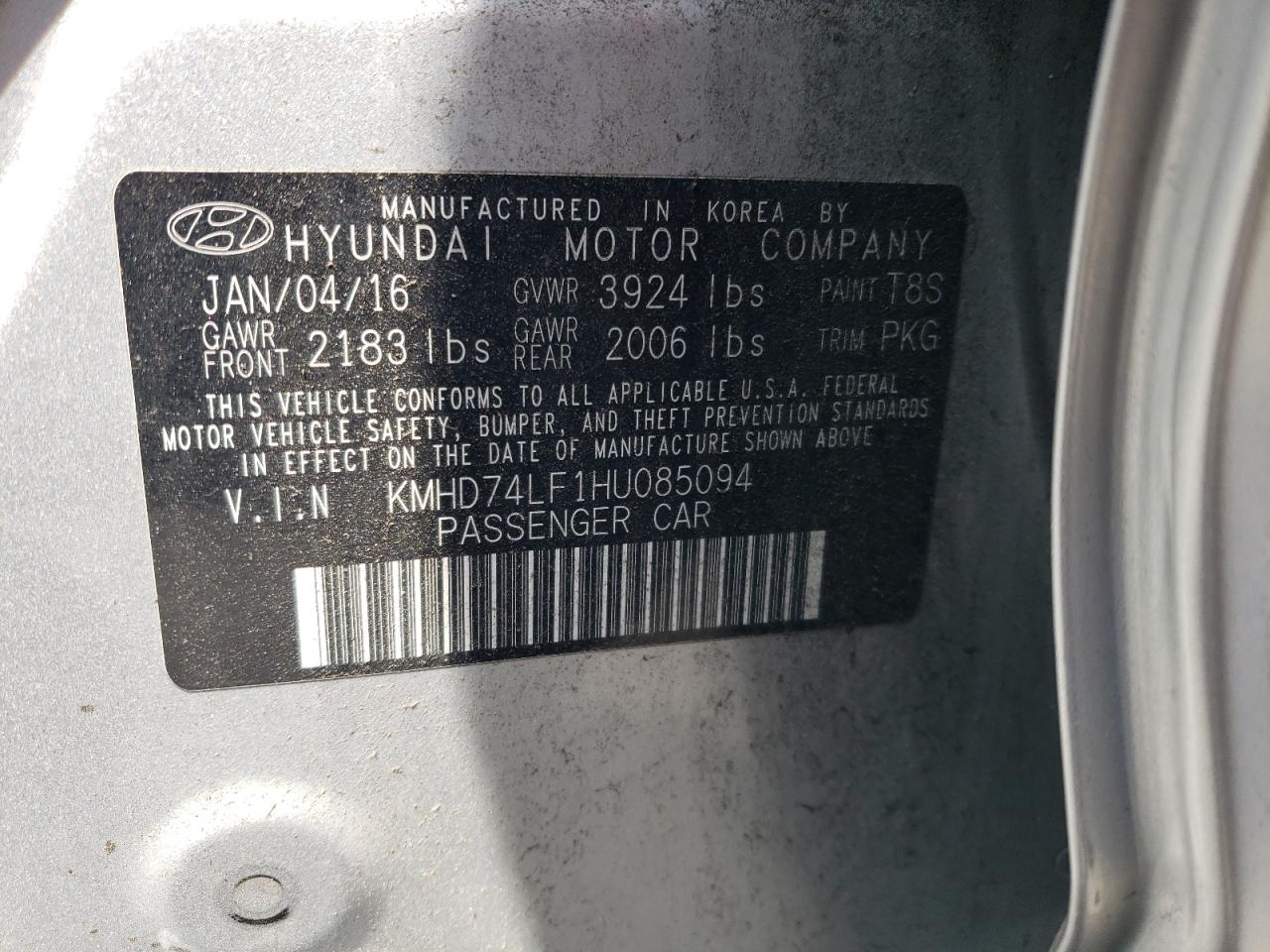 Photo 11 VIN: KMHD74LF1HU085094 - HYUNDAI ELANTRA 