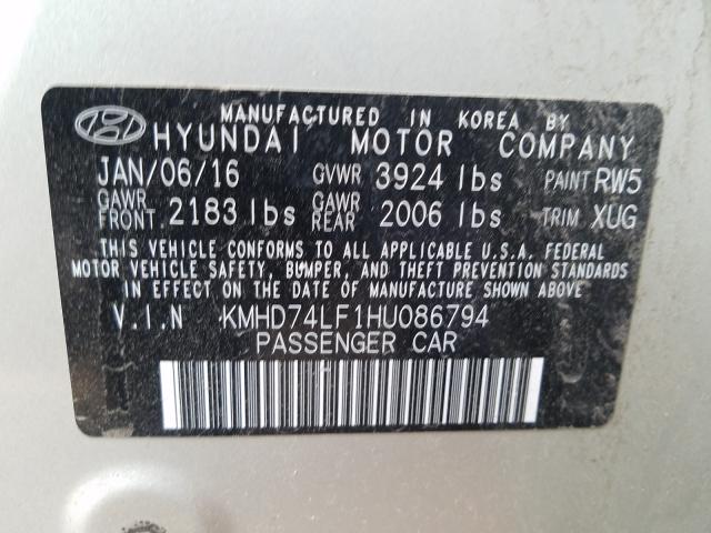 Photo 9 VIN: KMHD74LF1HU086794 - HYUNDAI ELANTRA SE 