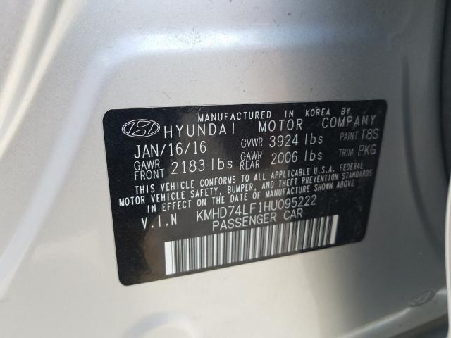 Photo 9 VIN: KMHD74LF1HU095222 - HYUNDAI ELANTRA SE 