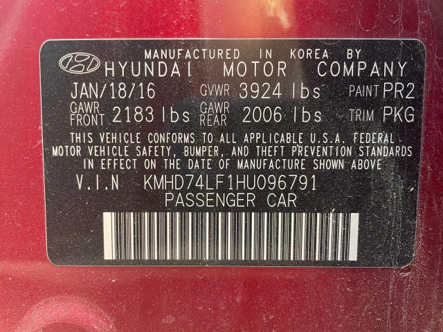 Photo 9 VIN: KMHD74LF1HU096791 - HYUNDAI ELANTRA 