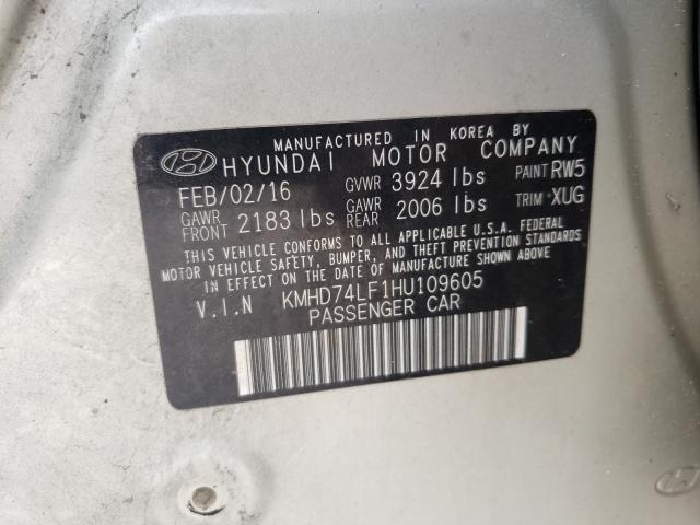 Photo 9 VIN: KMHD74LF1HU109605 - HYUNDAI ELANTRA SE 