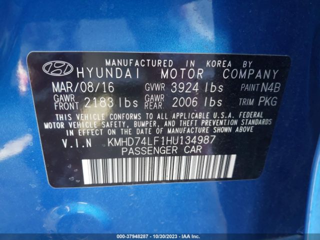 Photo 8 VIN: KMHD74LF1HU134987 - HYUNDAI ELANTRA 