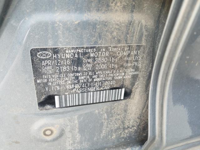 Photo 9 VIN: KMHD74LF1HU170940 - HYUNDAI ELANTRA 