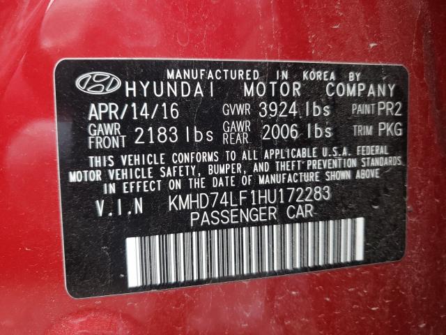 Photo 9 VIN: KMHD74LF1HU172283 - HYUNDAI ELANTRA 