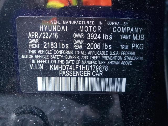 Photo 11 VIN: KMHD74LF1HU179878 - HYUNDAI ELANTRA SE 