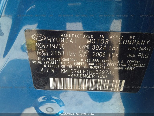 Photo 8 VIN: KMHD74LF1HU329732 - HYUNDAI ELANTRA 