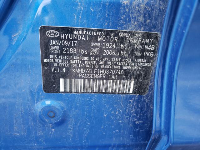 Photo 9 VIN: KMHD74LF1HU370748 - HYUNDAI ELANTRA SE 