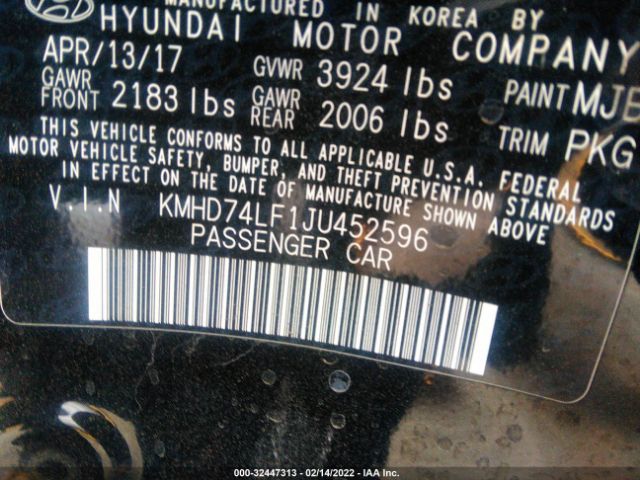 Photo 8 VIN: KMHD74LF1JU452596 - HYUNDAI ELANTRA 