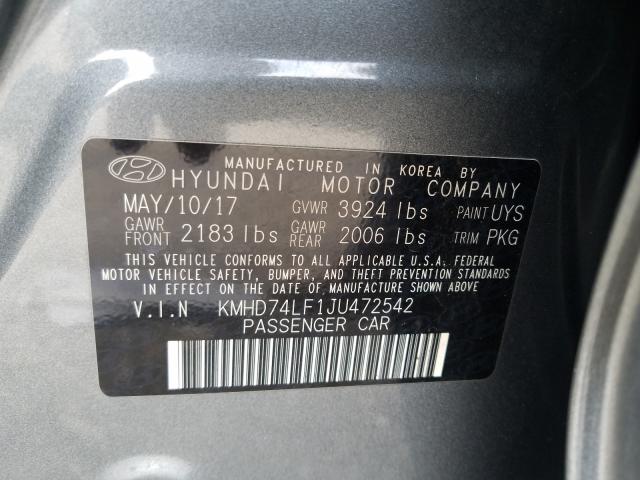 Photo 9 VIN: KMHD74LF1JU472542 - HYUNDAI ELANTRA SE 