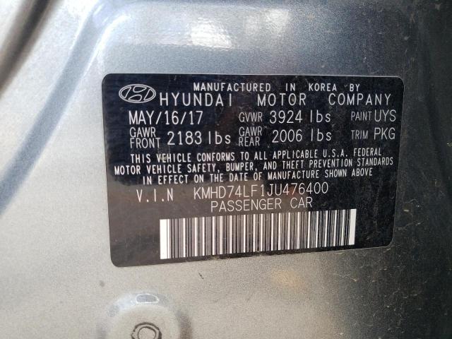 Photo 12 VIN: KMHD74LF1JU476400 - HYUNDAI ELANTRA SE 