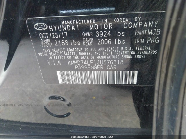 Photo 8 VIN: KMHD74LF1JU576318 - HYUNDAI ELANTRA 