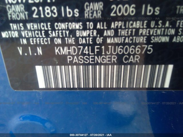 Photo 8 VIN: KMHD74LF1JU606675 - HYUNDAI ELANTRA 