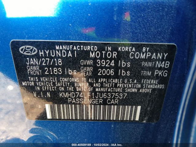 Photo 8 VIN: KMHD74LF1JU637537 - HYUNDAI ELANTRA 