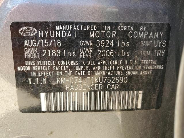 Photo 11 VIN: KMHD74LF1KU752690 - HYUNDAI ELANTRA SE 