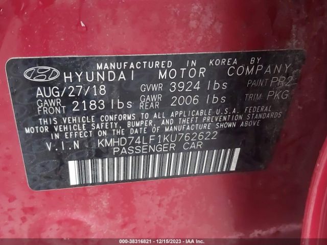 Photo 8 VIN: KMHD74LF1KU762622 - HYUNDAI ELANTRA 