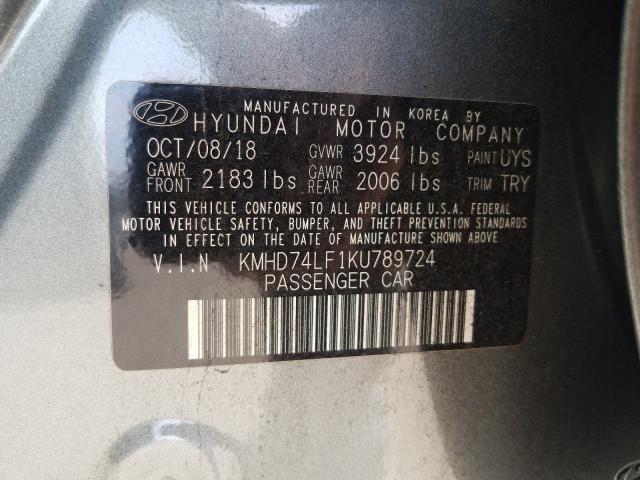 Photo 9 VIN: KMHD74LF1KU789724 - HYUNDAI ELANTRA SE 