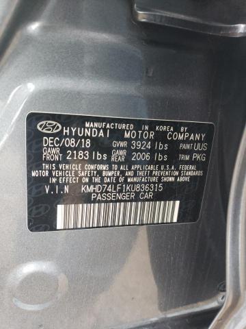 Photo 12 VIN: KMHD74LF1KU836315 - HYUNDAI ELANTRA 