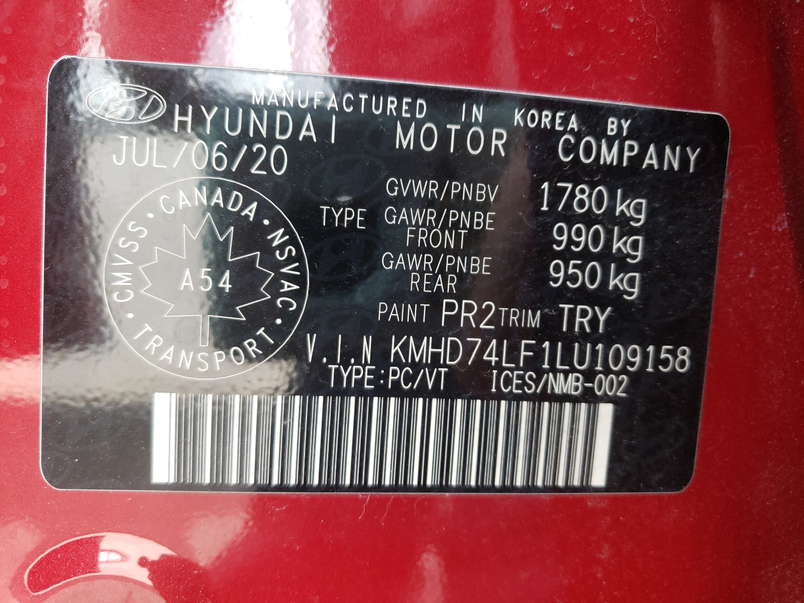 Photo 9 VIN: KMHD74LF1LU109158 - HYUNDAI ELANTRA SE 