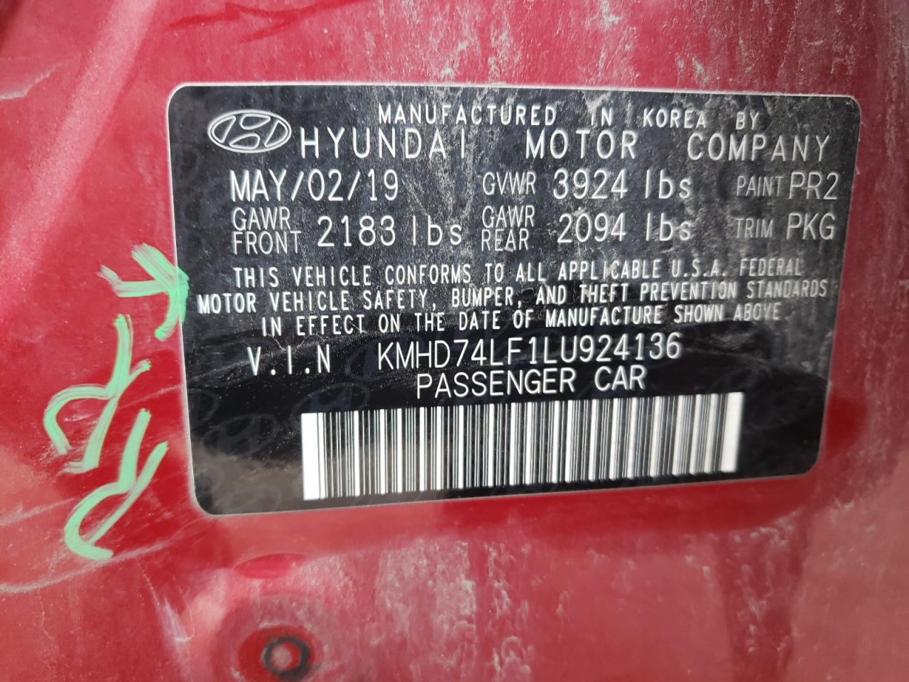 Photo 11 VIN: KMHD74LF1LU924136 - HYUNDAI ELANTRA 